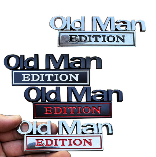 Old Man Edition badge in four colours